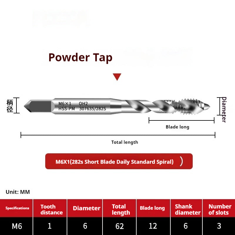 2123-282S powder high-speed steel spiral tap, stainless steel Japanese standard full mill with spiral groove high-performance tap Shandong Denso Pricision Tools Co.,Ltd.